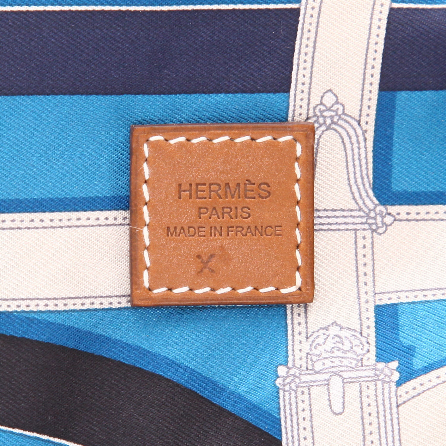 Zaino Hermès Airsilk in seta blu, bianca e Orange - Detail D2