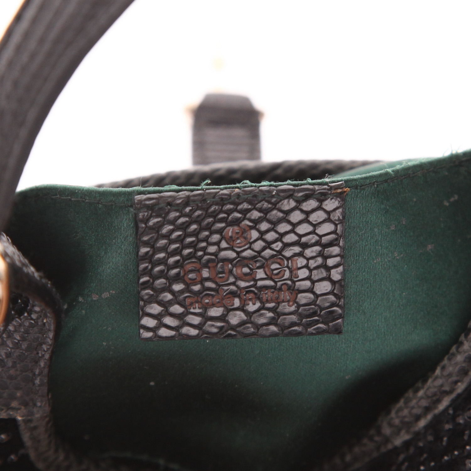 Sac à main Gucci  Jackie vintage petit  en velours noir et lézard noir - Detail D2