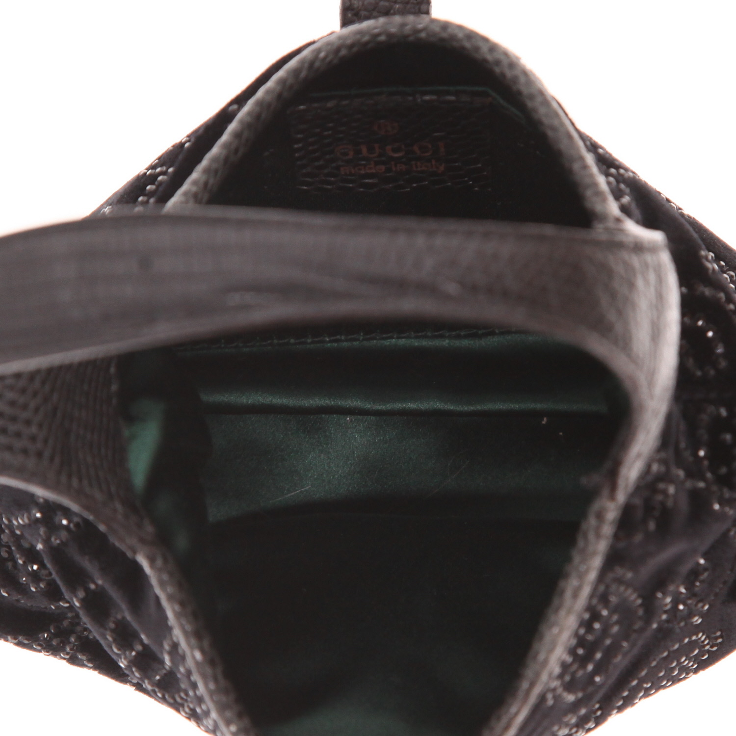 Vintage small Gucci Jackie handbag in black velvet and black lizard skin - Detail D3