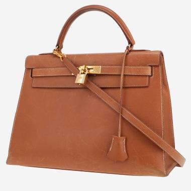 Sac à main Hermès  Kelly 32 cm en cuir Courchevel gold