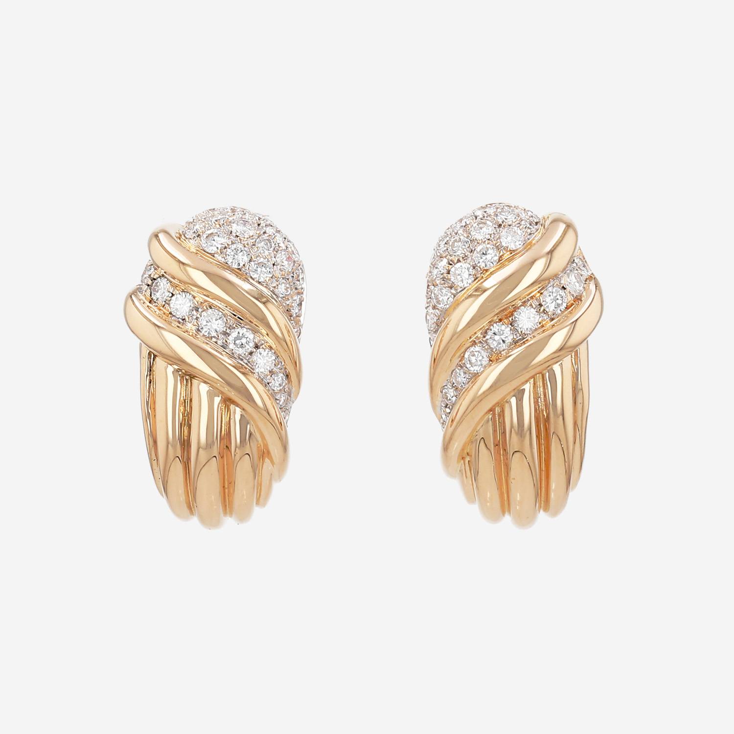 Par de hebillas vintage de oro amarillo y diamantes