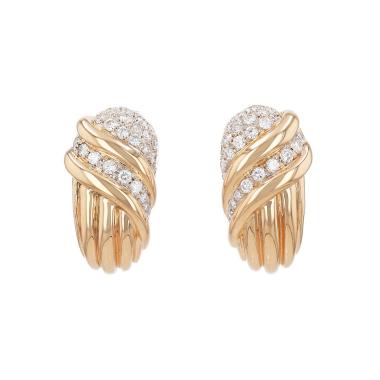 Coppia di fibbie vintage in oro giallo e diamanti