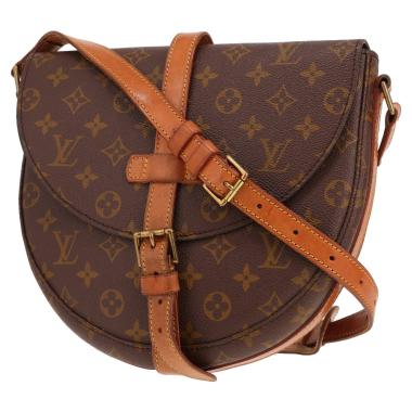 Sac bandoulière Louis Vuitton  Chantilly en toile monogram marron et cuir naturel