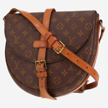 Sac bandoulière Louis Vuitton  Chantilly en toile monogram marron et cuir naturel