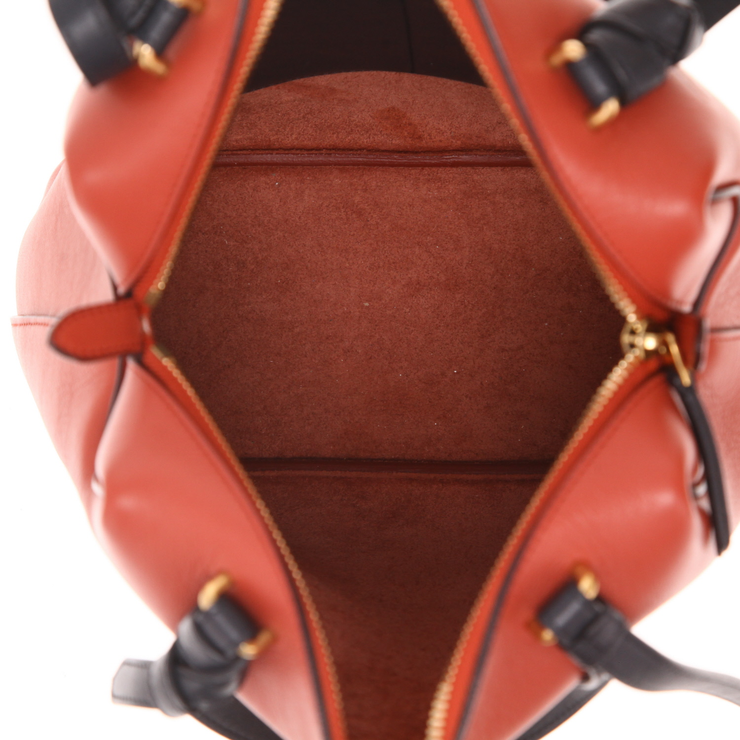 Borsa a tracolla Celine Soft Cube in pelle rossa e Bleu Marine - Detail D3