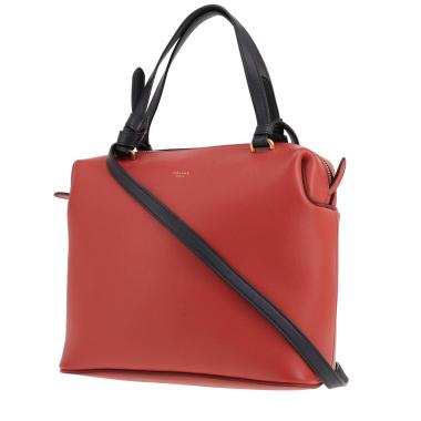 Bolso bandolera Celine «Soft Cube» de piel roja y Bleu Marine