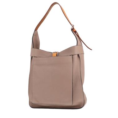 Borsa a tracolla Hermès Marwari in pelle di vitello “Clémence” Gris Tourterelle e pelle naturale
