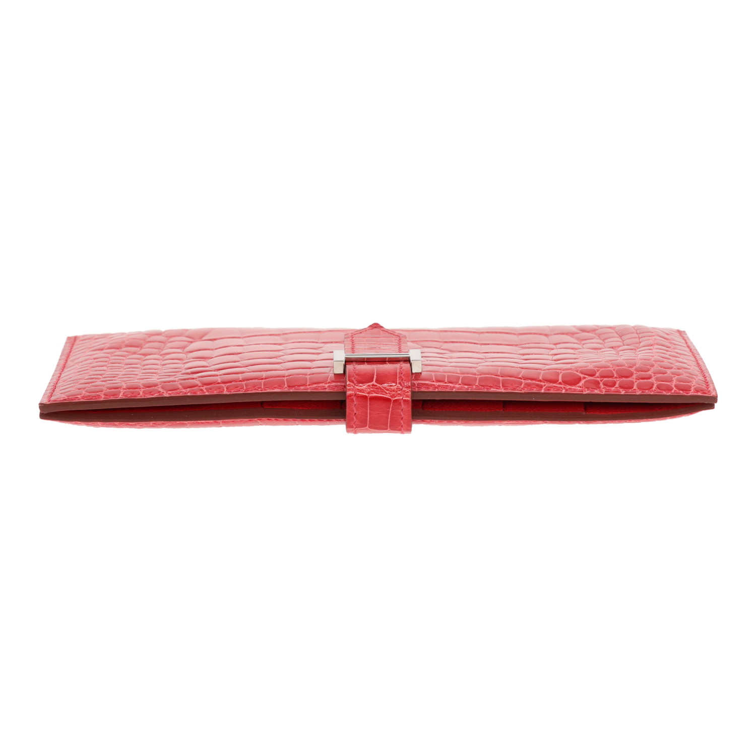 Hermès Bearn wallet in pink alligator leather - Detail D1