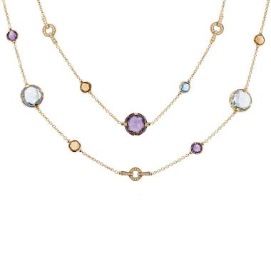 Collar largo Bulgari Parentesi Cocktail en oro rosa, piedras semipreciosas y diamantes