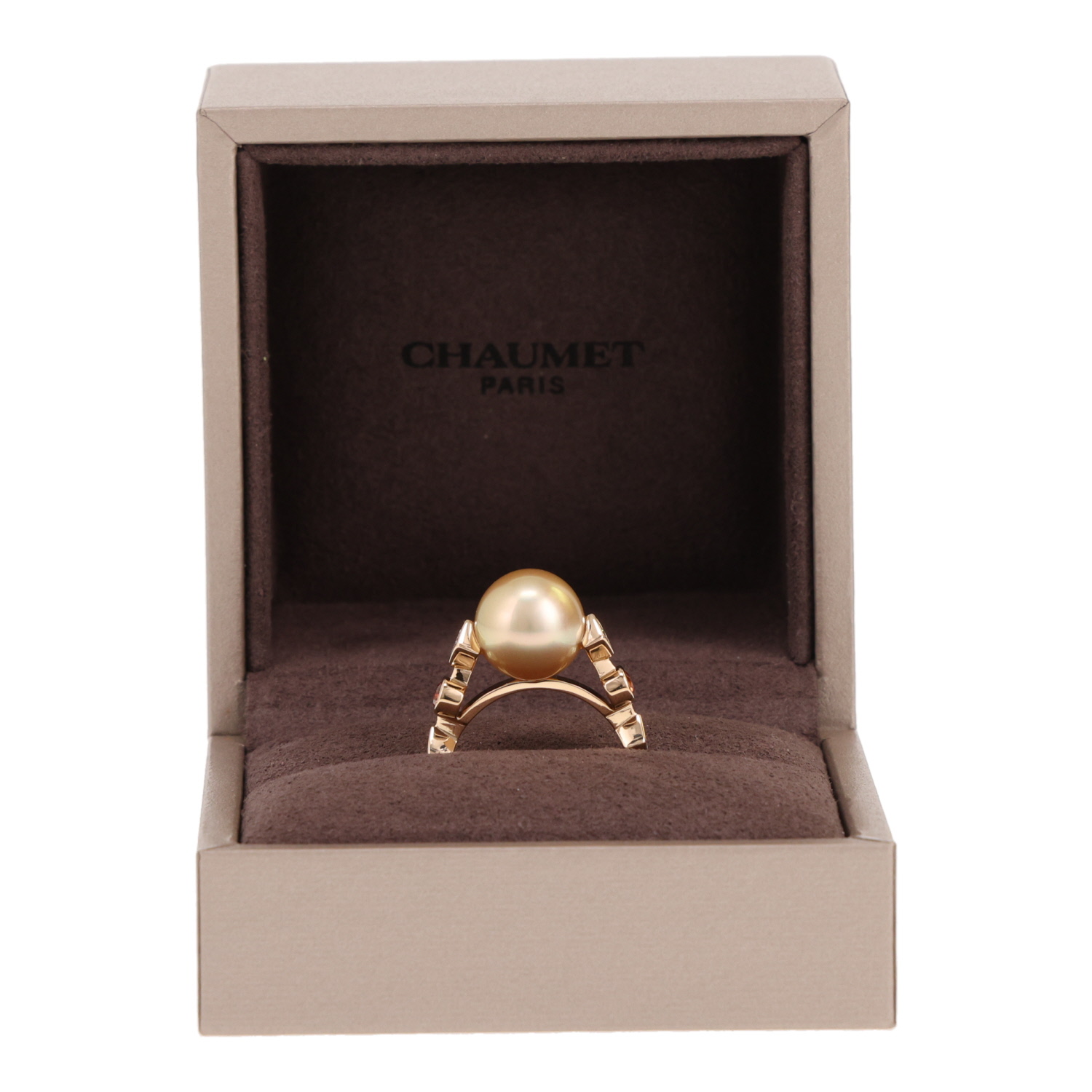 Anillo de Chaumet de oro amarillo, con perla de cultivo y zafiros - Detail D2