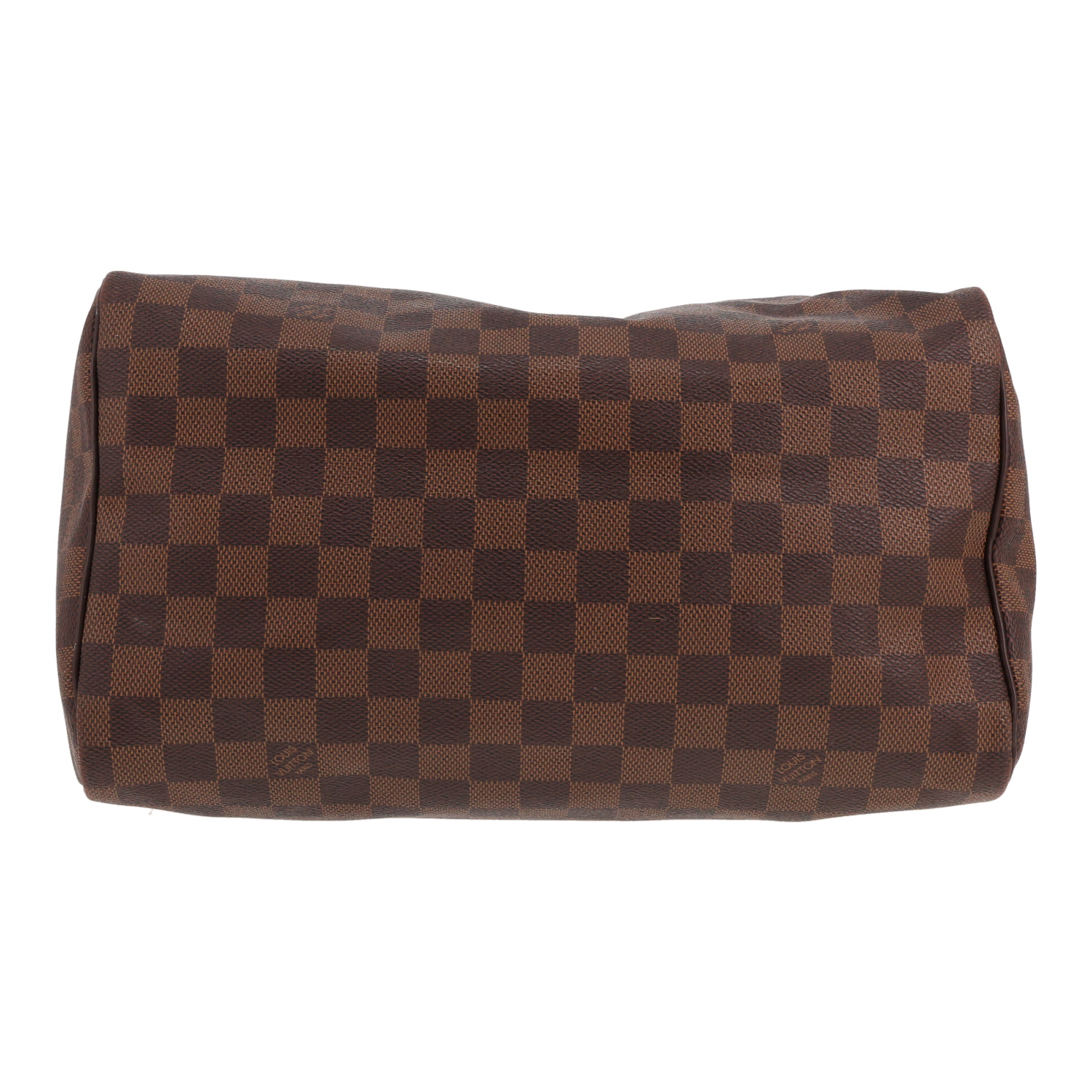 Borsa Louis Vuitton Speedy 30 in tela Damier Ébène e pelle marrone - Detail D1