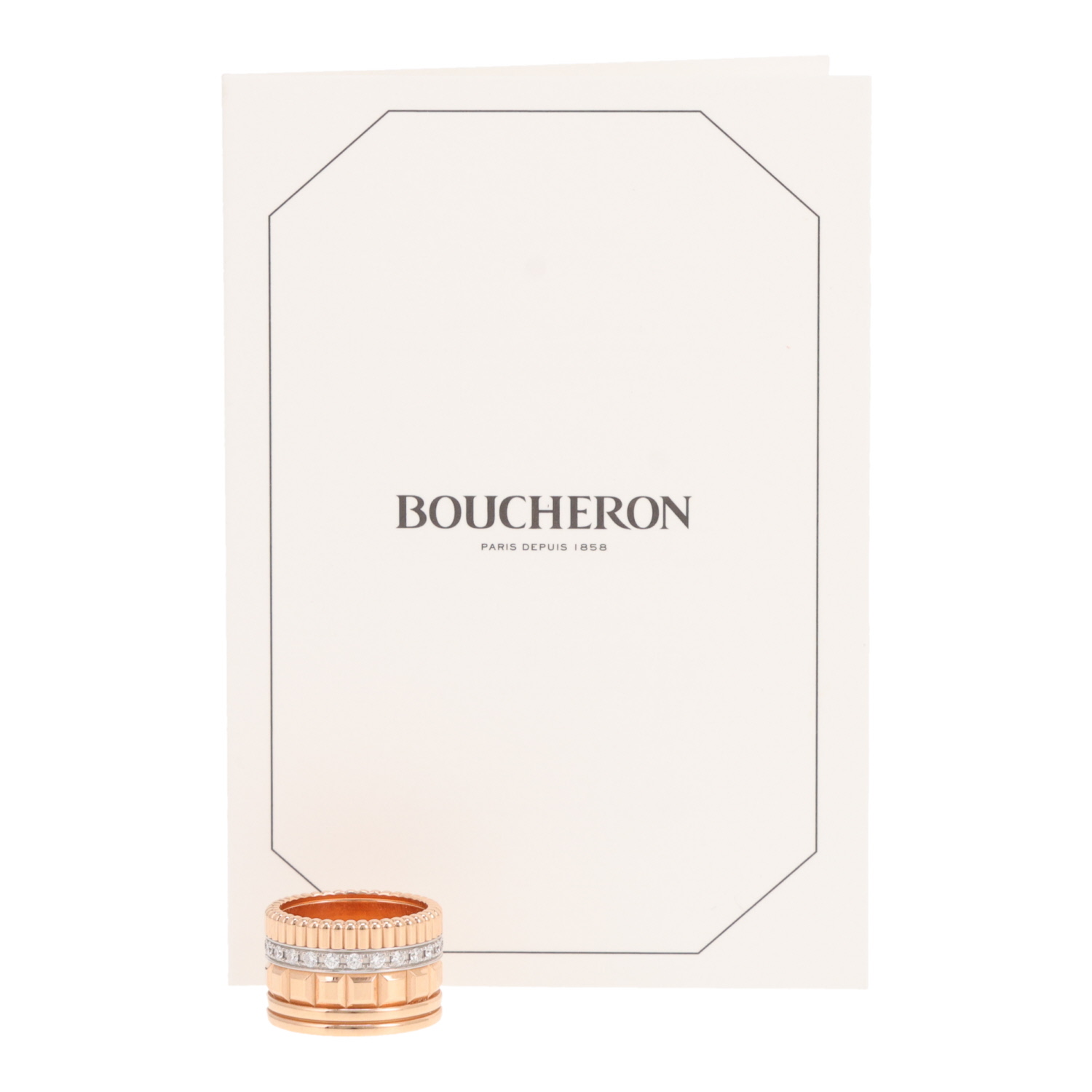 Bague Boucheron Quatre Radiant Edition grand modèle en or rose, or blanc et diamants - Detail D2
