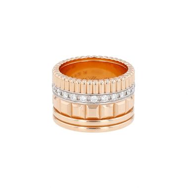 Anello Boucheron Quatre Radiant Edition, modello grande, in oro rosa, oro Blanc e diamanti