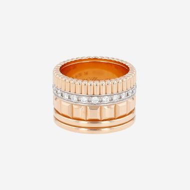 Bague Boucheron Quatre Radiant Edition grand modèle en or rose, or blanc et diamants