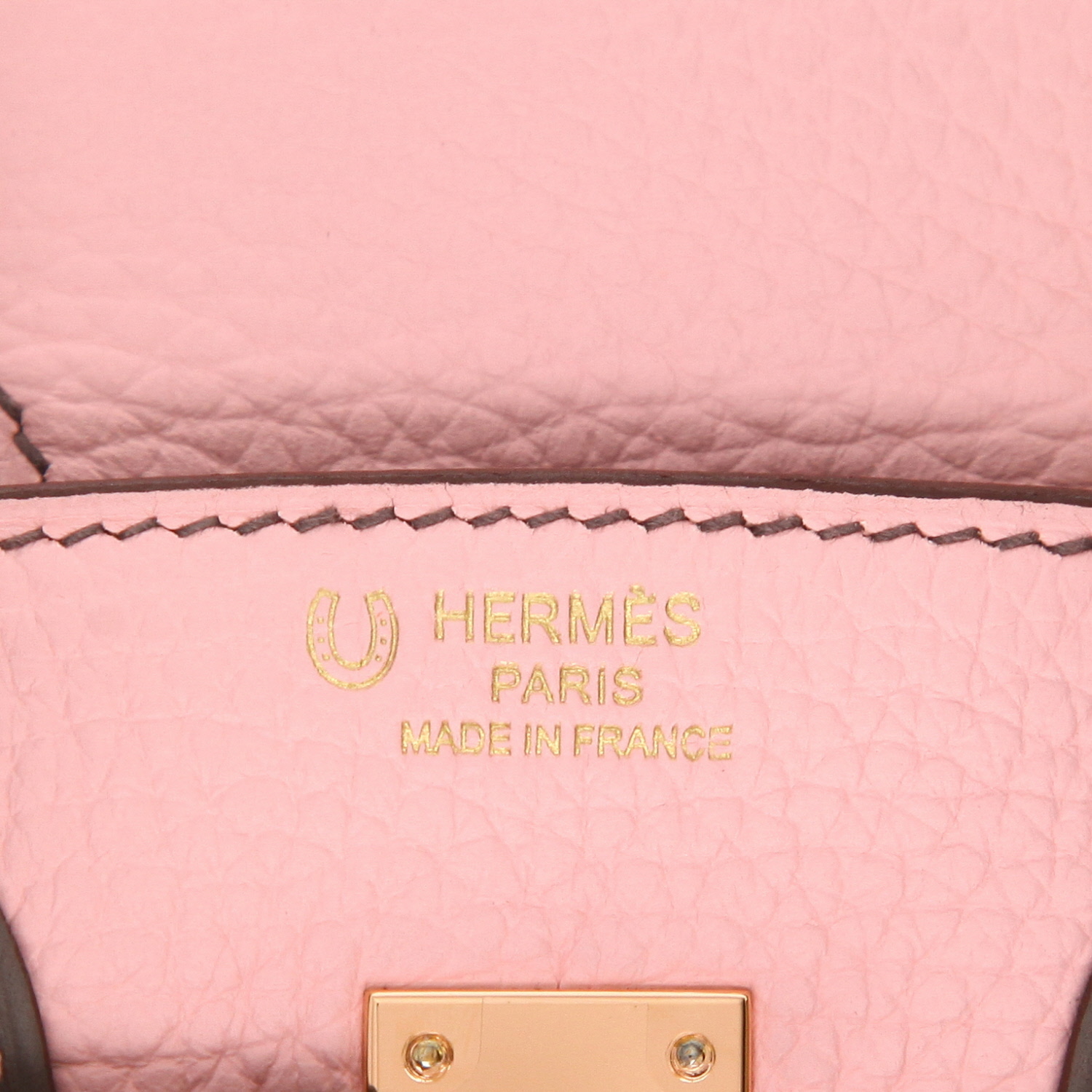 Bolso Hermès Birkin de 25 cm en piel Togo Rose Sakura y gris Étain - Detail D2