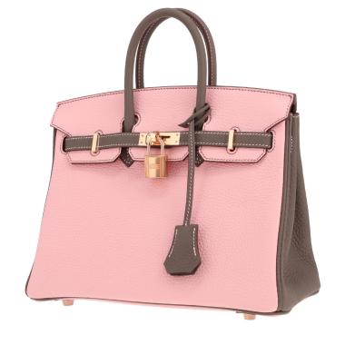 Sac à main Hermès  Birkin 25 cm en cuir togo Rose Sakura et gris étain