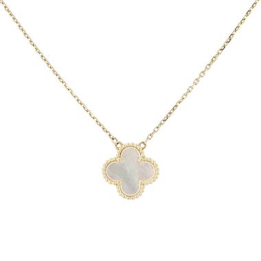 Collana Van Cleefamp; Arpels Vintage Alhambra in oro giallo e madreperla bianca