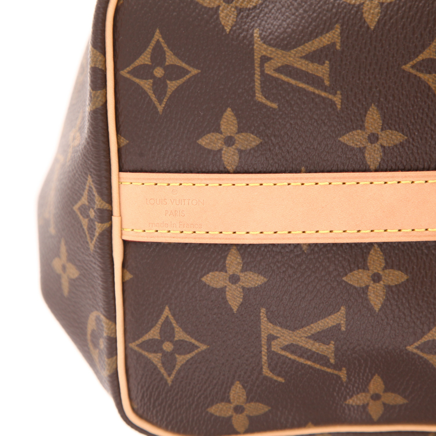 Borsa Louis Vuitton Speedy 25 in tela Monogram marrone e pelle naturale - Detail D2