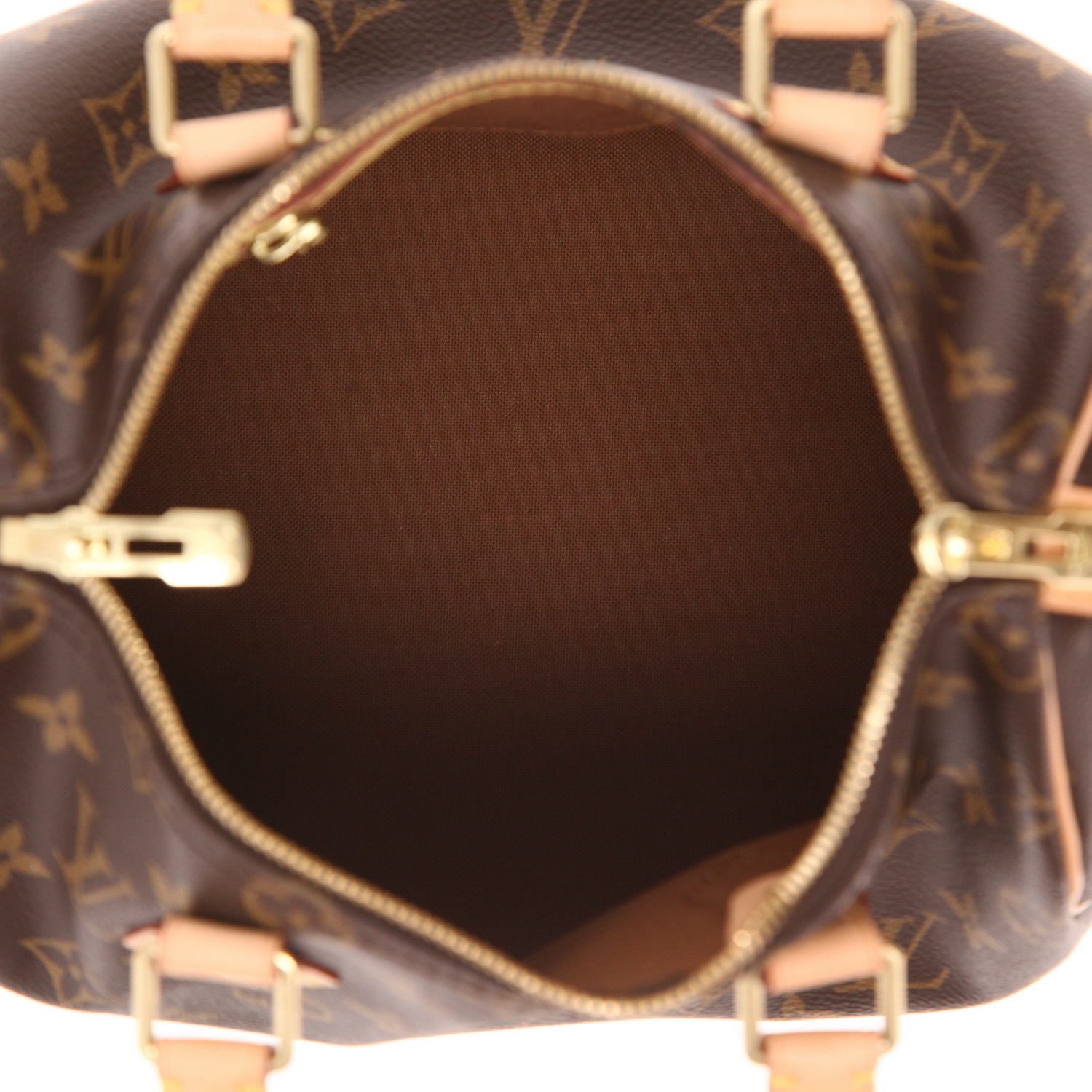Sac à main Louis Vuitton  Speedy 25 en toile monogram marron et cuir naturel - Detail D3