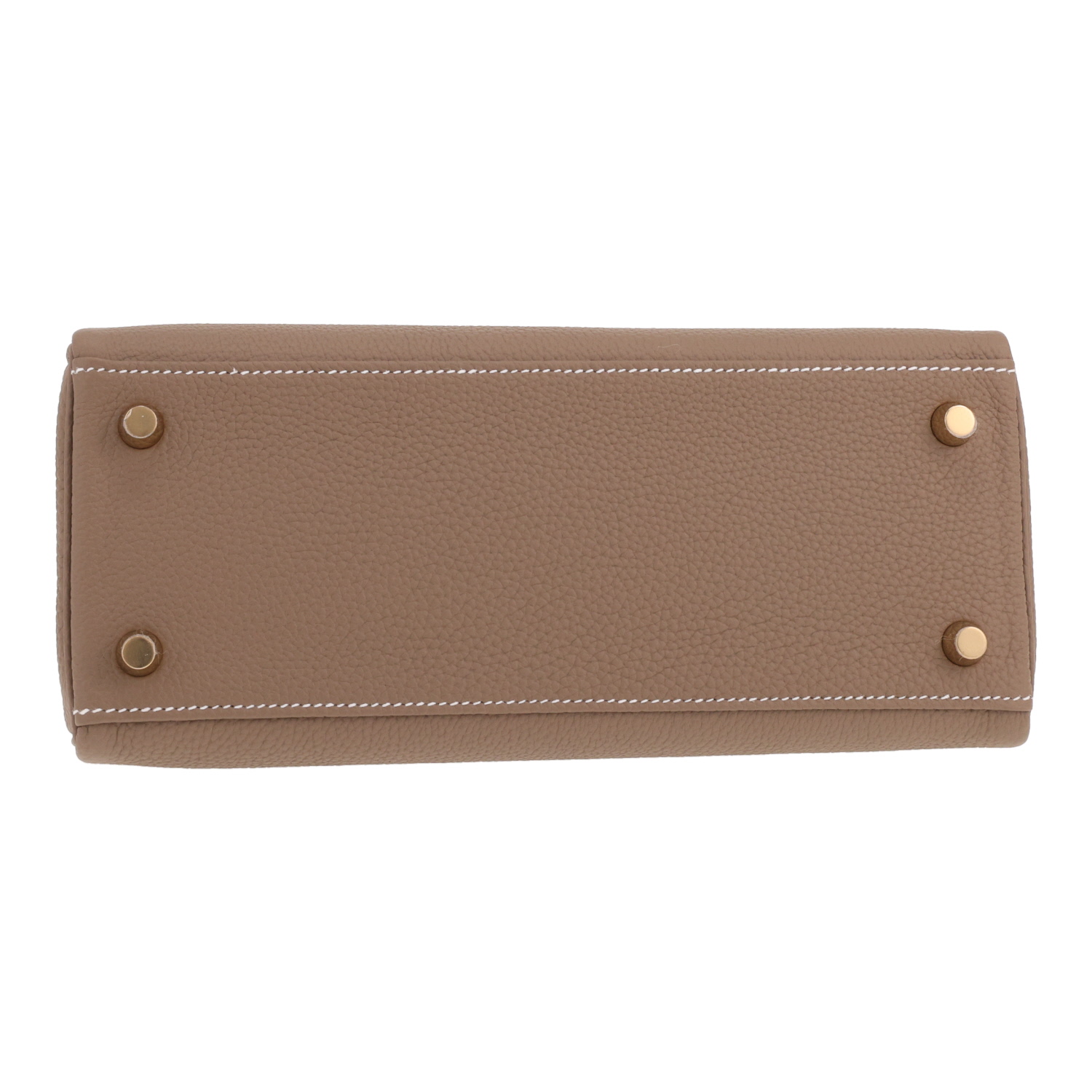 Borsa Hermès Kelly da 25 cm in pelle Togo Étoupe color paglia - Detail D1