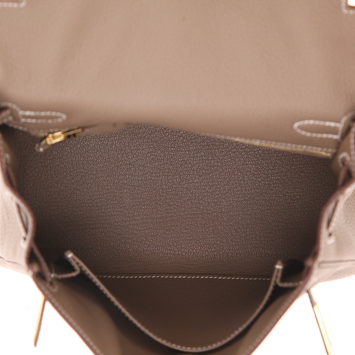 Borsa Hermès Kelly da 25 cm in pelle Togo Étoupe color paglia - Detail D3