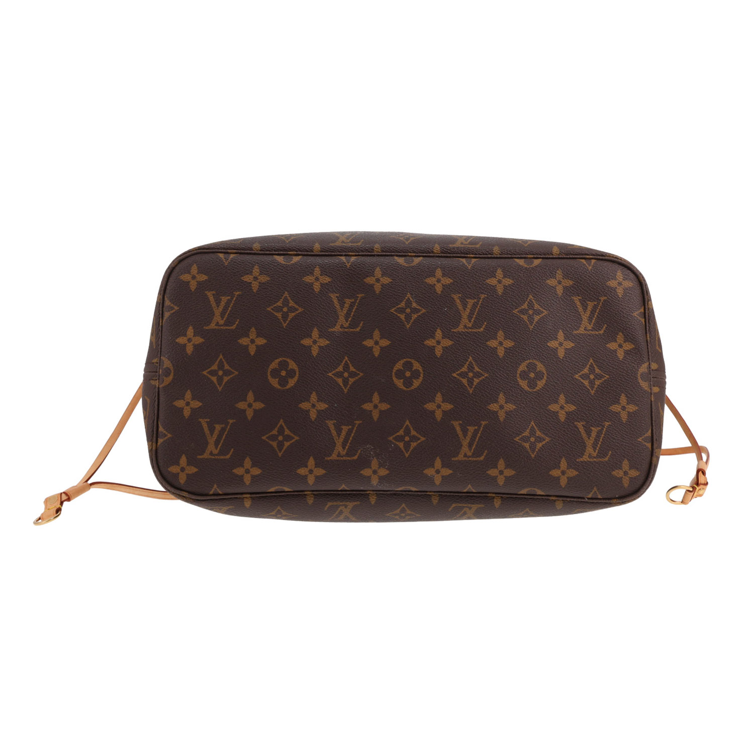 Sac cabas Louis Vuitton  Neverfull en toile monogram marron et cuir naturel - Detail D1
