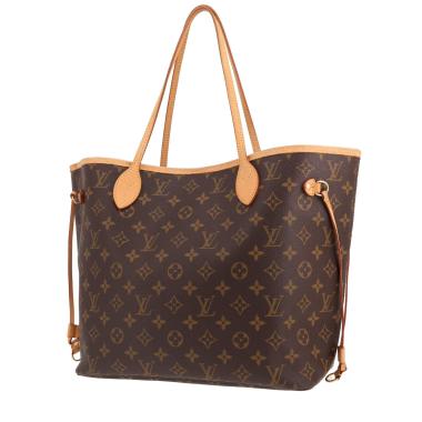 Bolso tipo cabas Louis Vuitton Neverfull de lona monograma marrón y piel natural