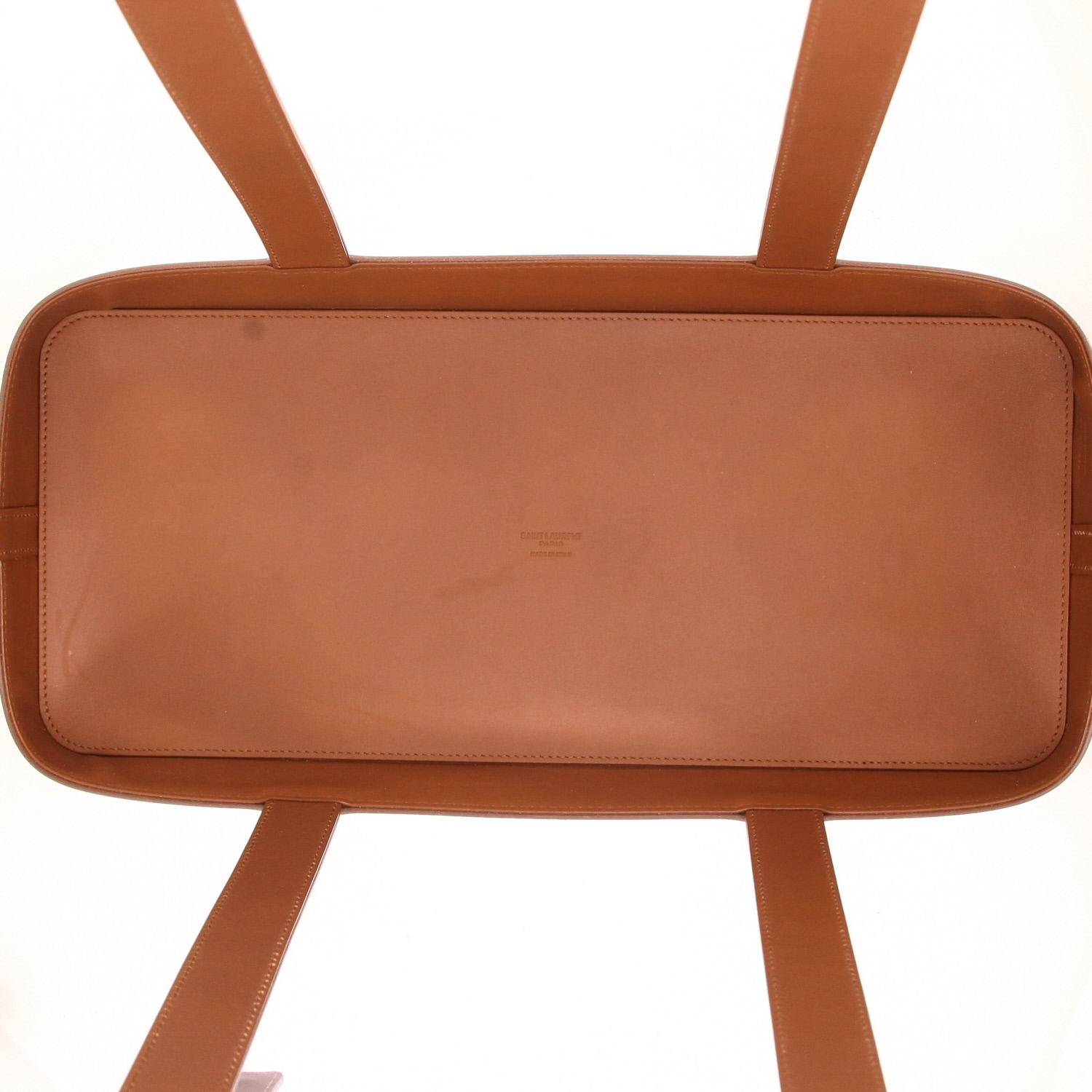 Borsa shopping Saint Laurent in PVC e pelle marrone - Detail D3