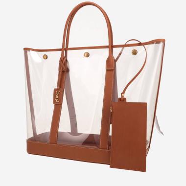 Sac cabas Saint Laurent   en PVC et cuir marron