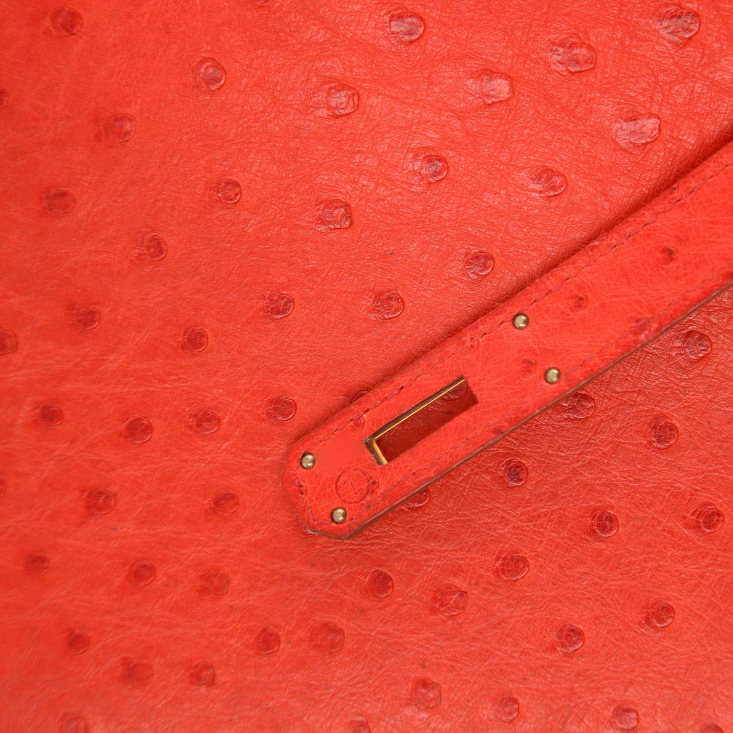 Borsa Hermès Kelly da 32 cm in pelle di struzzo rossa - Detail D4
