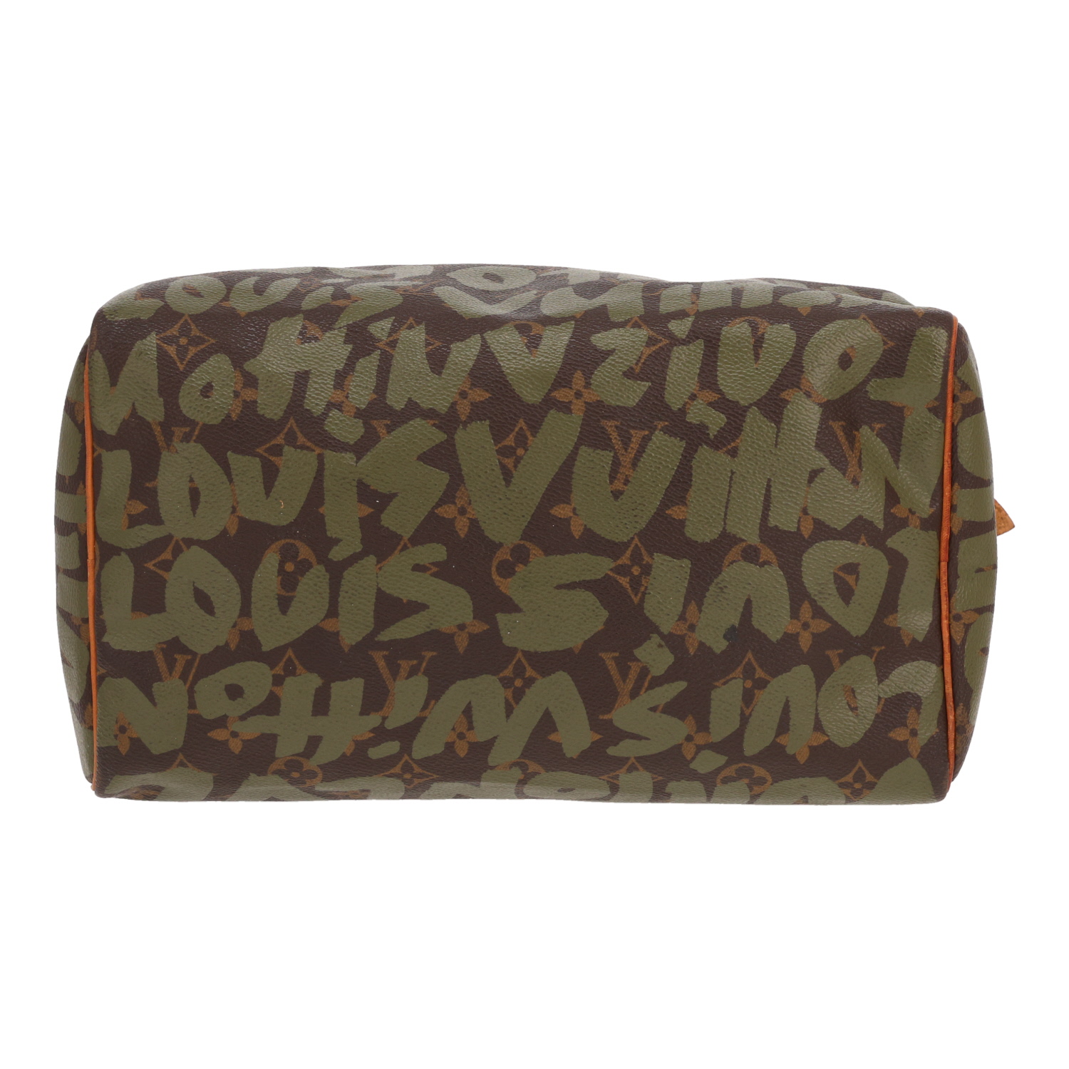 Louis Vuitton X Stephen Sprouse Speedy Limited Edition handbag in brown and khaki-green Monogram canvas and natural leather - Detail D1