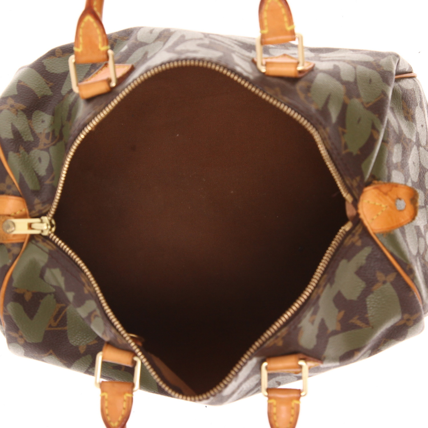 Louis Vuitton X Stephen Sprouse Speedy Limited Edition handbag in brown and khaki-green Monogram canvas and natural leather - Detail D3