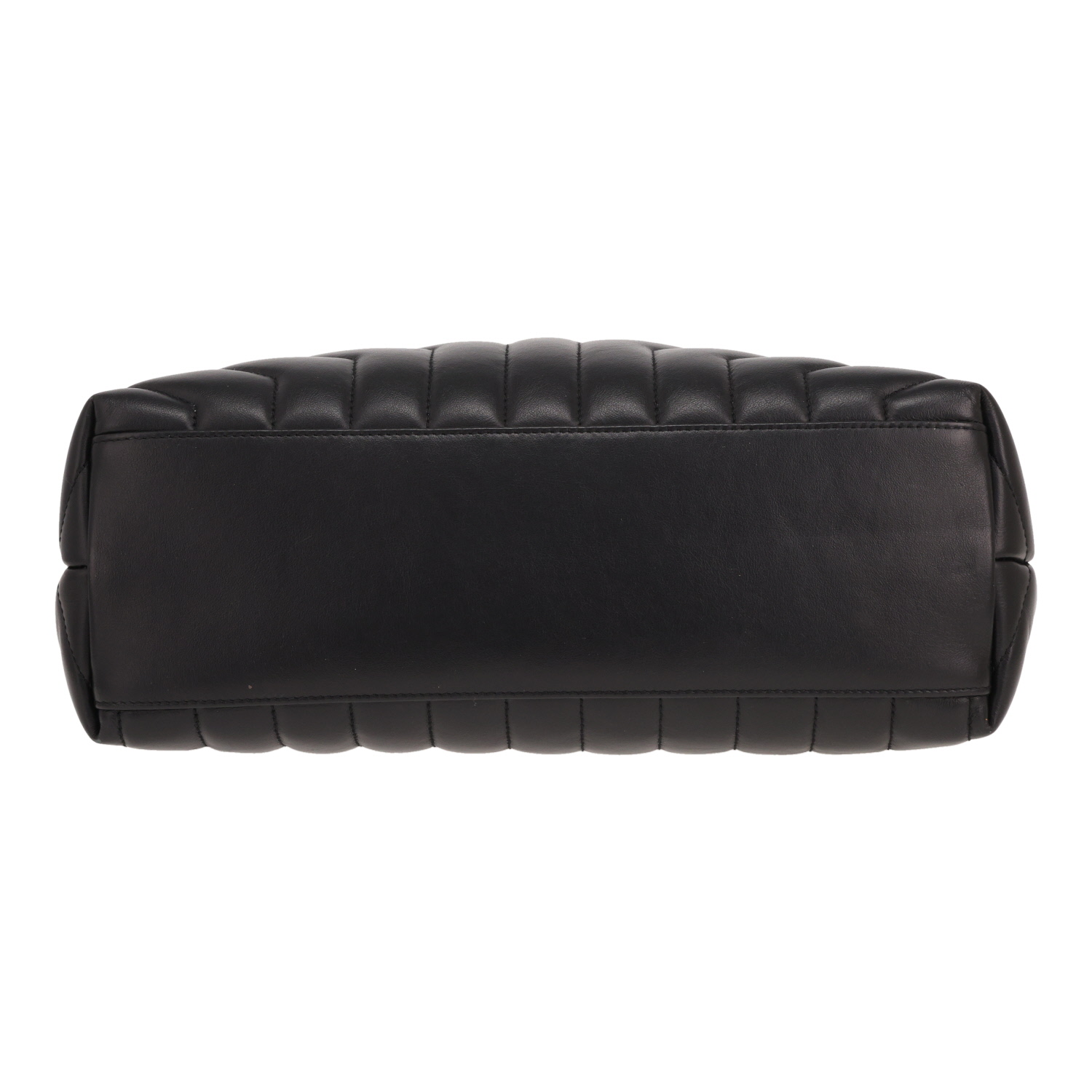 Saint Laurent Loulou medium-sized shoulder bag in black herringbone-quilted leather - Detail D1