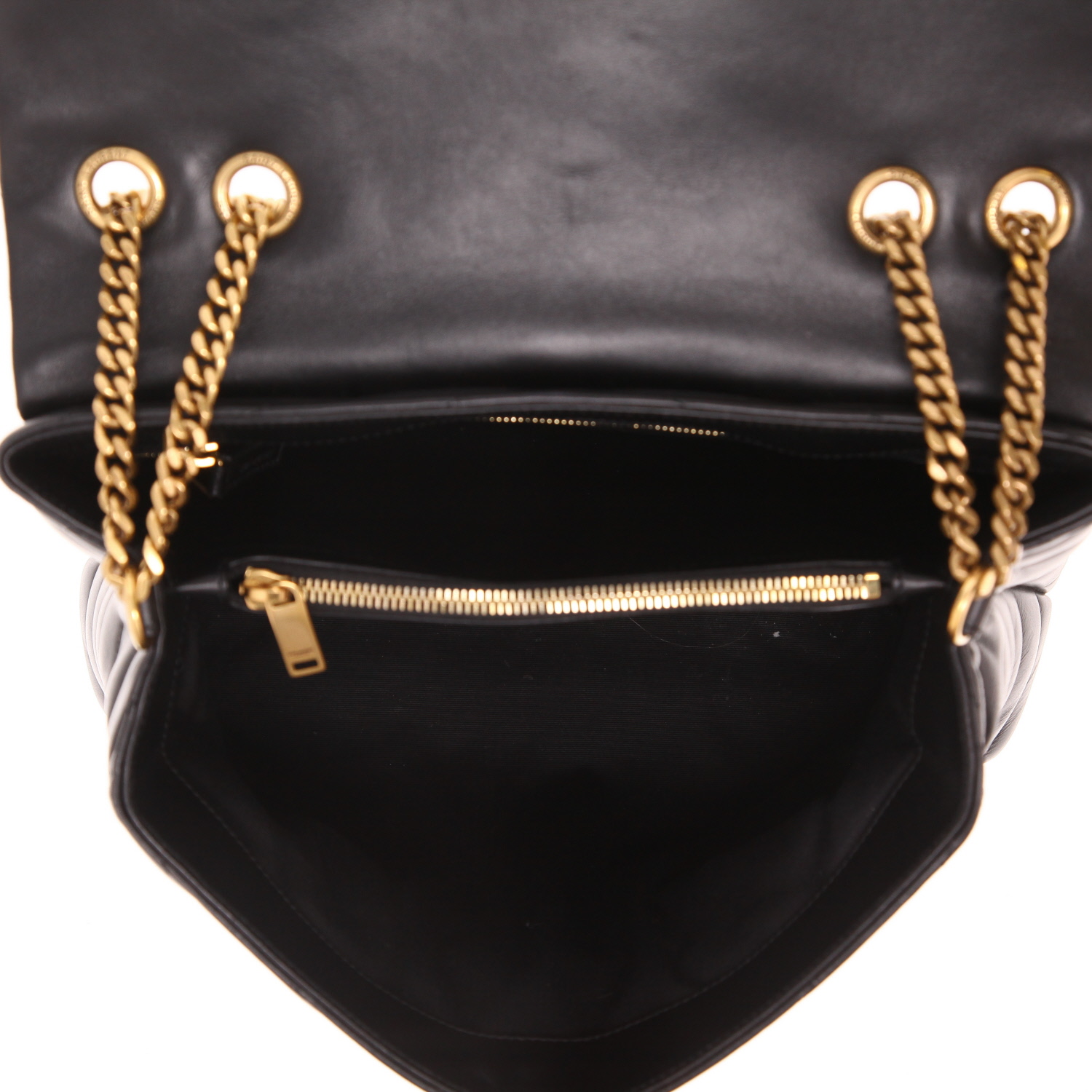 Bolso bandolera Saint Laurent «Loulou», modelo mediano, de piel acolchada con diseño en espiga Noir - Detail D3