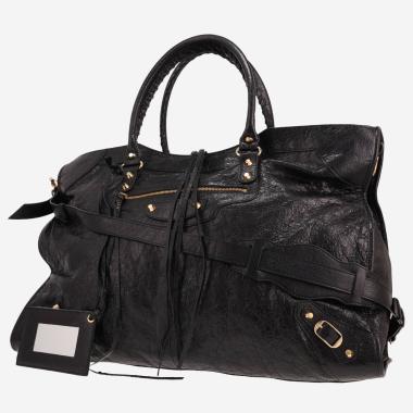 Sac à main Balenciaga  City grand modèle  en cuir vieilli noir
