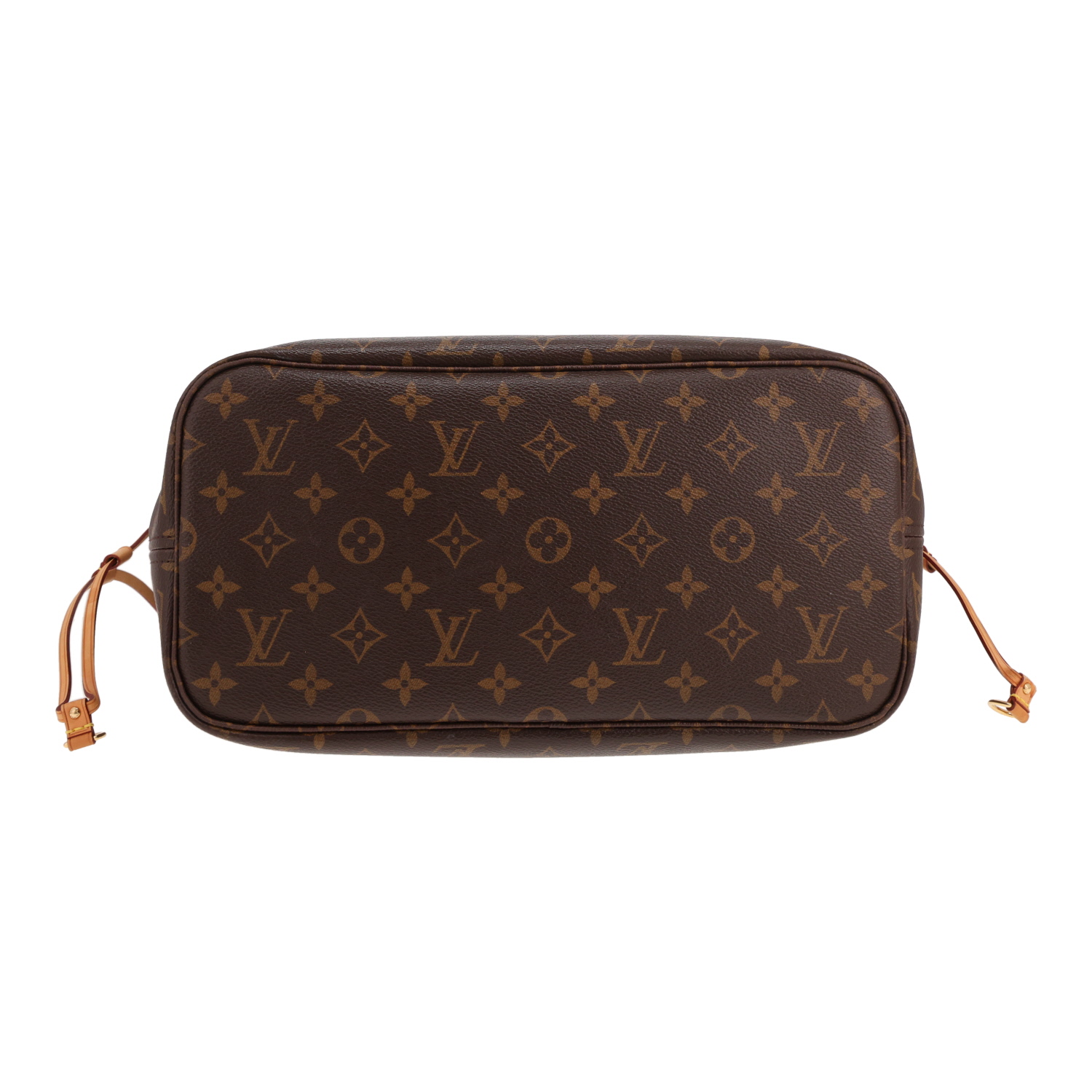 Bolso tipo cabas Louis Vuitton Neverfull de lona monograma marrón y piel natural - Detail D1