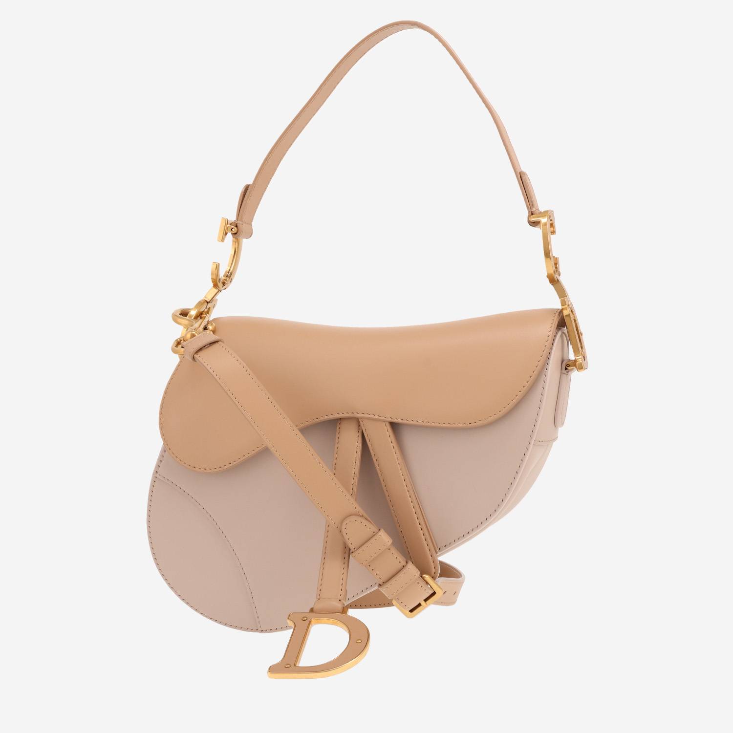Sac à main Dior  Saddle en cuir bicolore beige