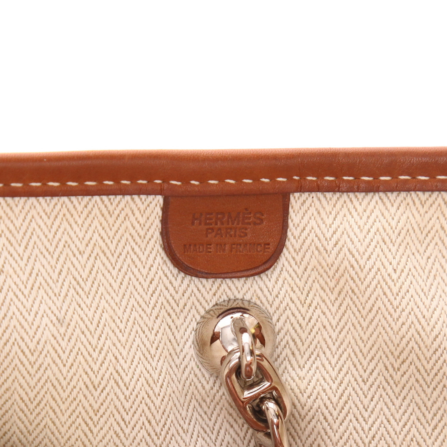 Hermès Vespa shoulder bag in ecru-beige braided horsehair and Barénia leather - Detail D2