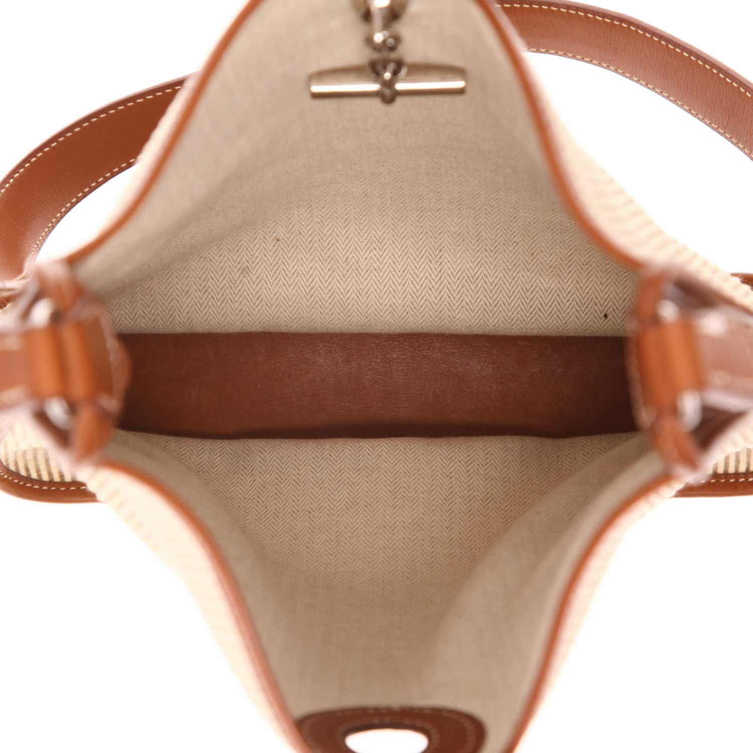 Sac porté épaule Hermès  Vespa en crin de cheval tressé beige écru et cuir Barénia - Detail D3