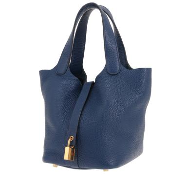 Bolso de mano Hermès «Picotin» de 18 cm, de piel Togo azul