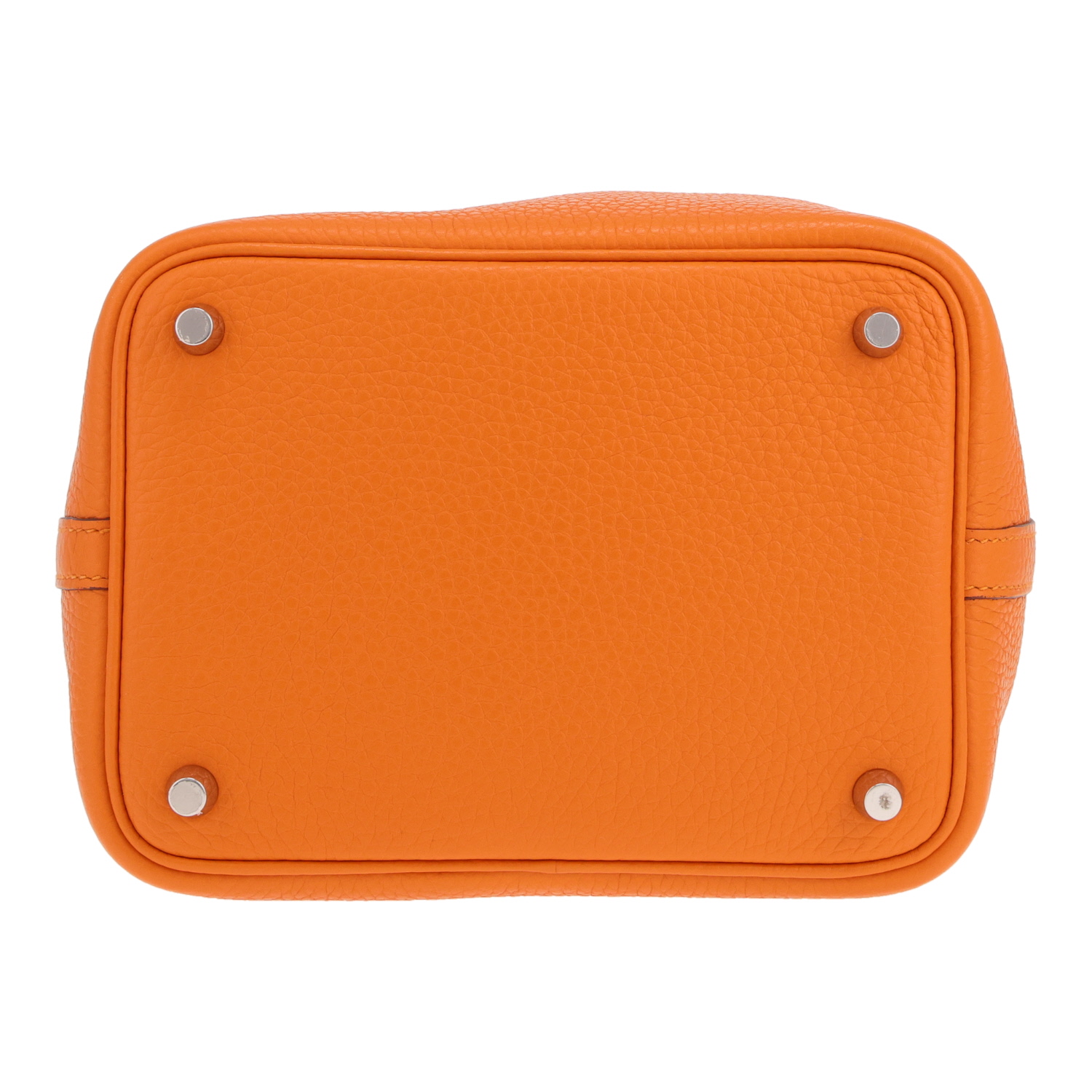 Hermès Picotin 18 cm handbag in Orange Togo leather - Detail D1