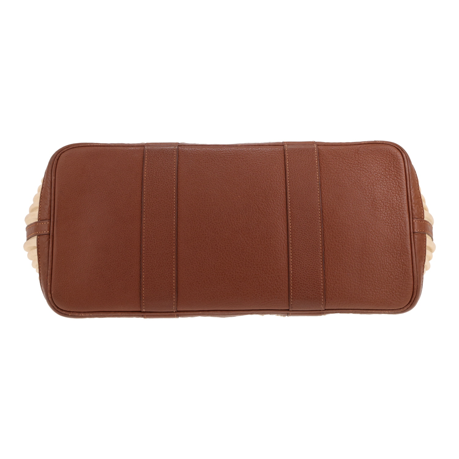 Hermès Garden Party 36 cm tote bag in beige canvas and brown leather - Detail D1