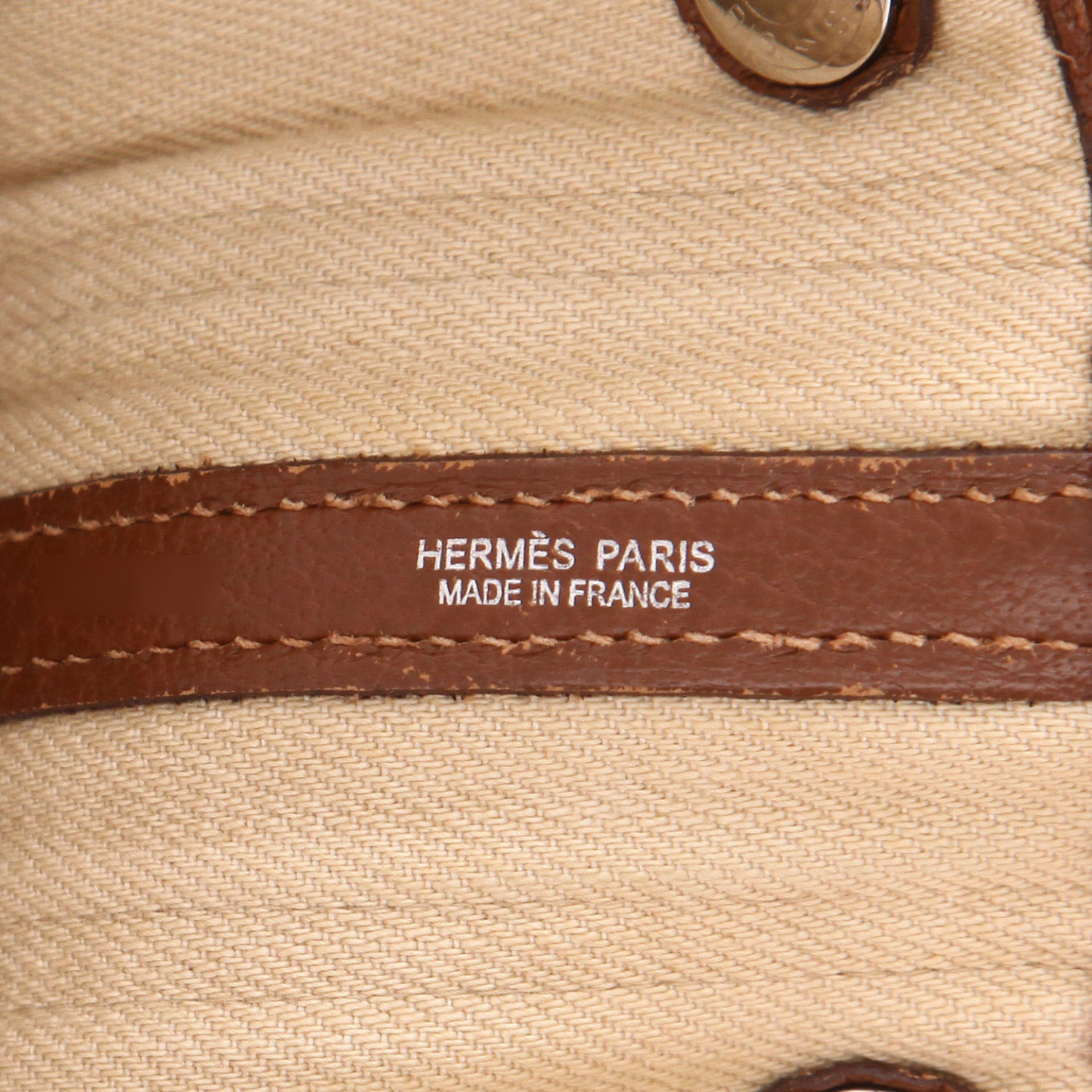 Bolso de mano Hermès «Garden Party» de 36 cm, de lona beige y piel marrón - Detail D2
