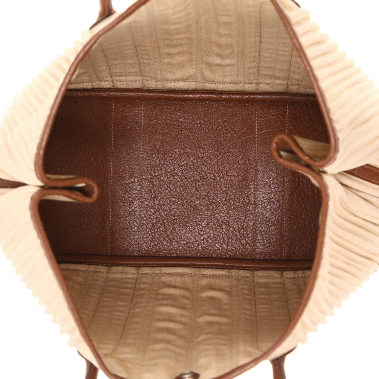 Hermès Garden Party 36 cm tote bag in beige canvas and brown leather - Detail D3