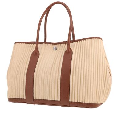 Bolso de mano Hermès «Garden Party» de 36 cm, de lona beige y piel marrón