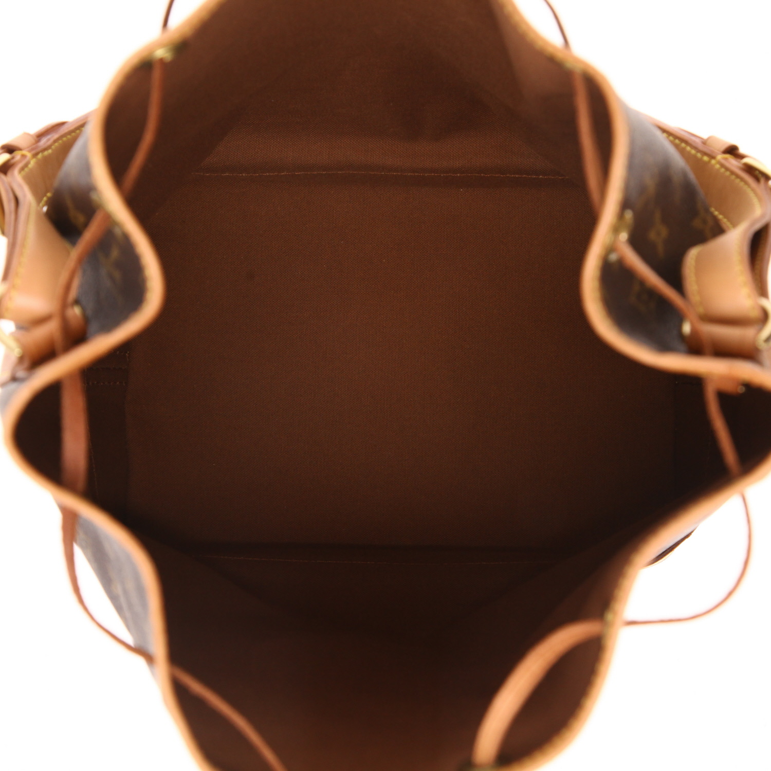 Louis Vuitton Grand Noé handbag in brown Monogram leather and natural leather - Detail D3