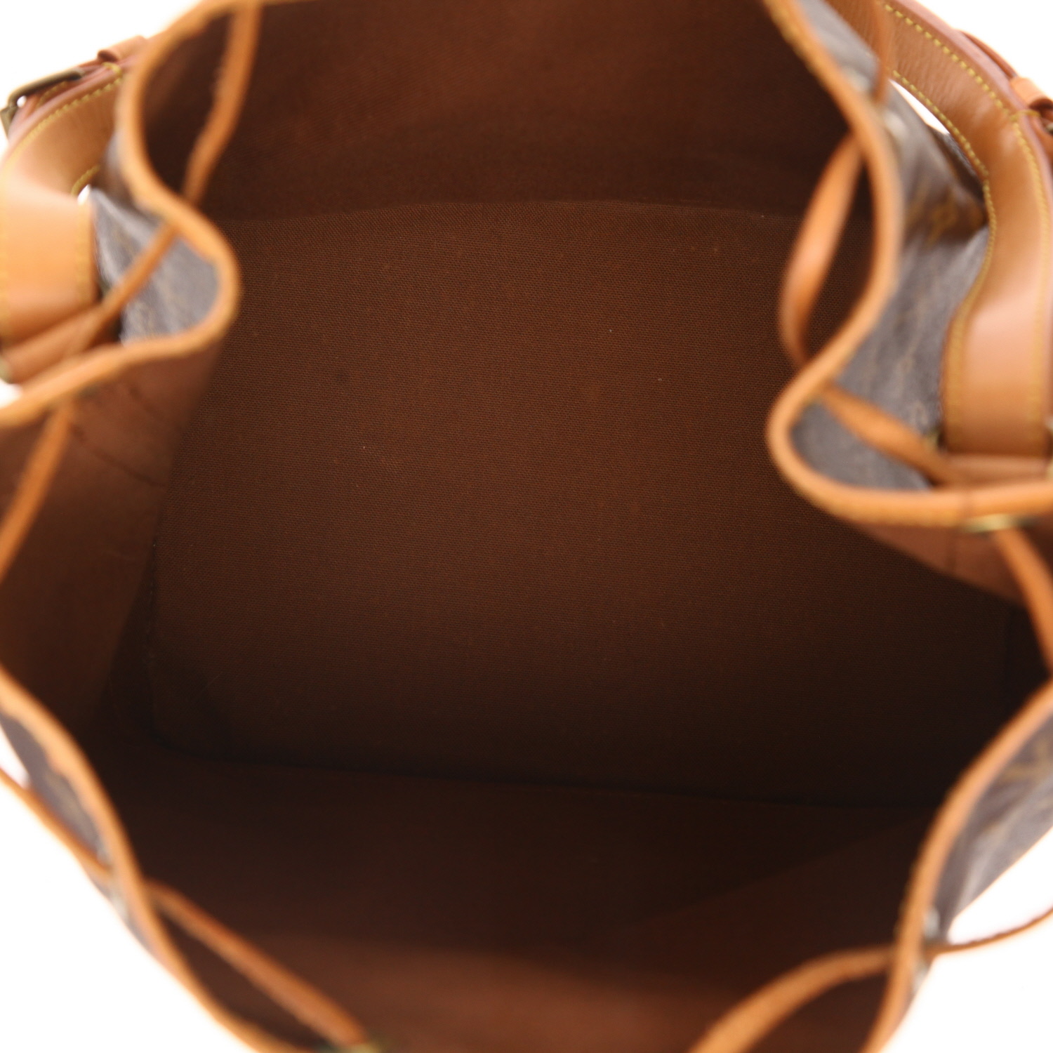 Bolso Louis Vuitton Noé de lona Monogram marrón y piel natural - Detail D3