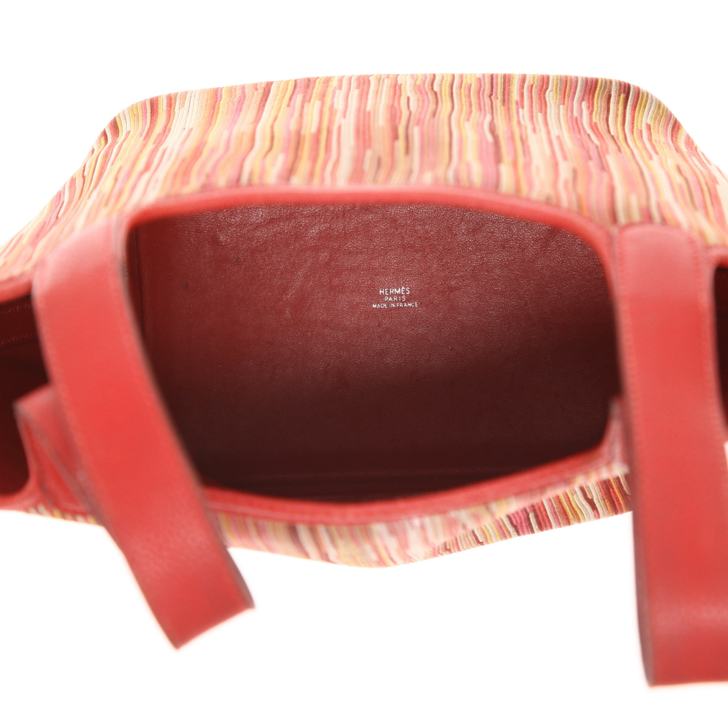 Hermès Picotin 18 cm handbag in red Vibrato leather and red leather - Detail D3