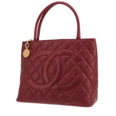 Sac à main Chanel  Medaillon en cuir grainé matelassé bordeaux