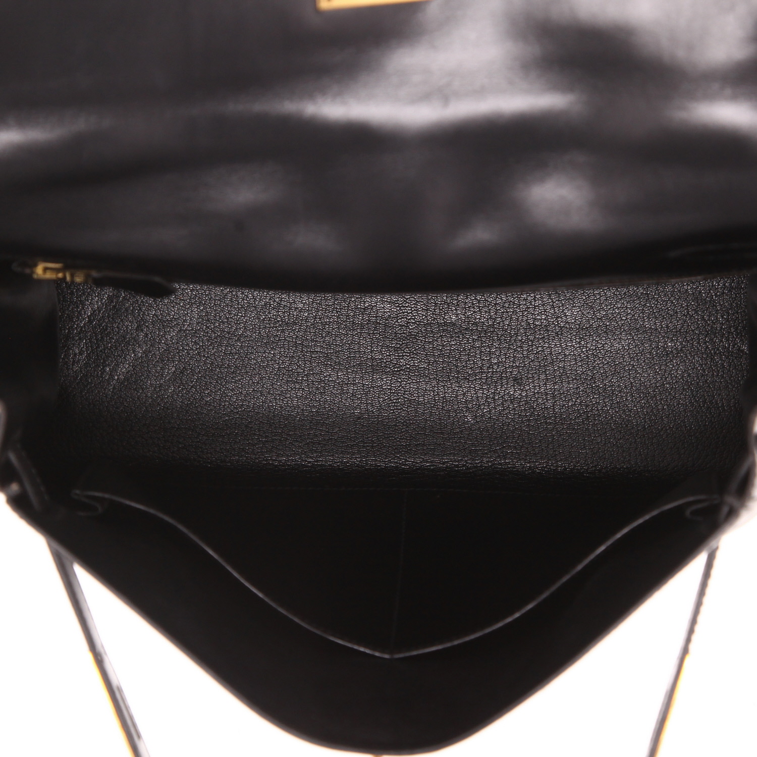 Hermès Kelly 32 cm handbag in Noir box calfskin - Detail D3